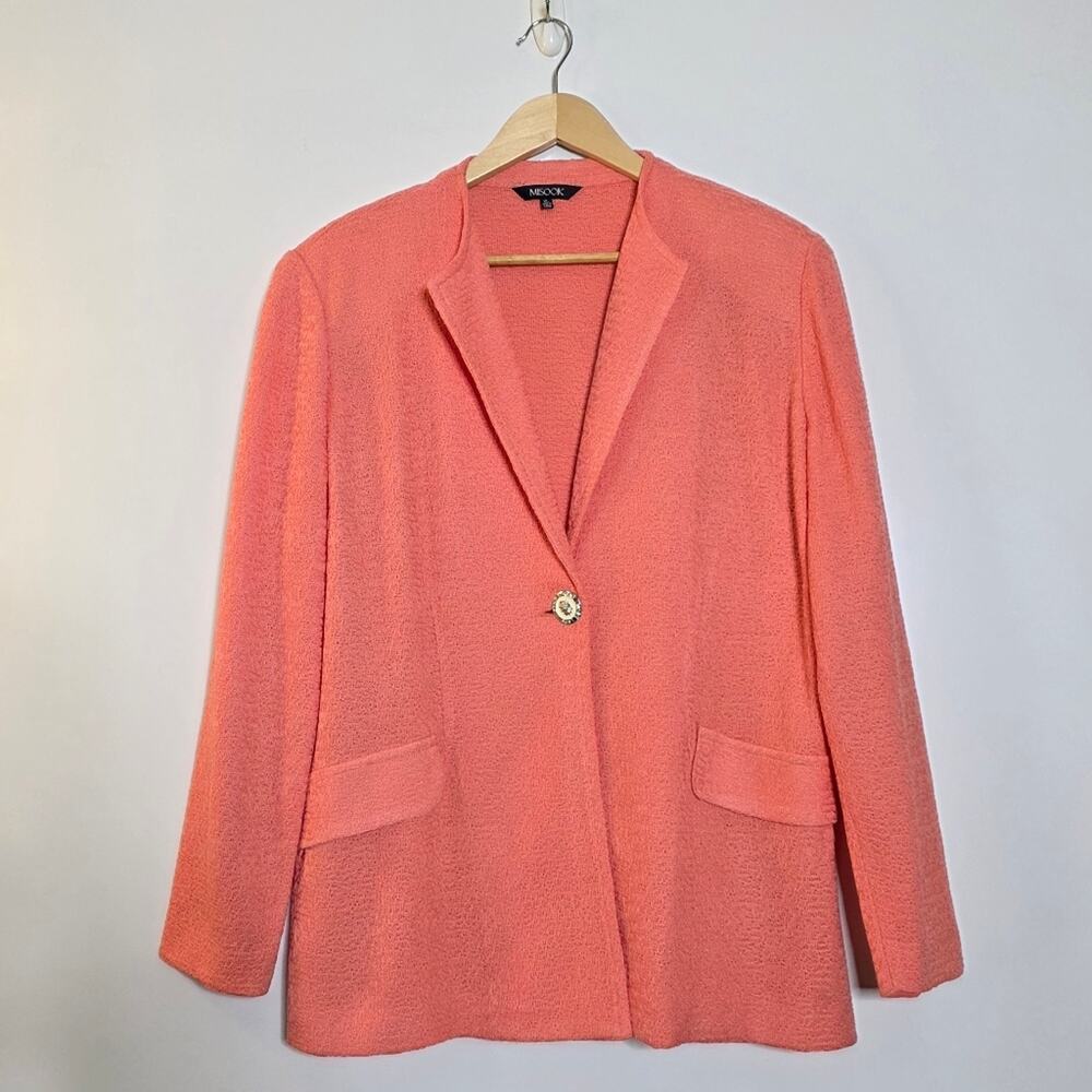 Misook Vintage Coral knit long Business casual blazer XL Excellent condition